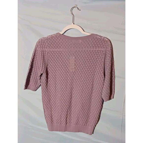 Gil'B Women's Small Knitted V Neck Lace Cardigan 100% Cotton Lavender NWT - Picture 2 of 6